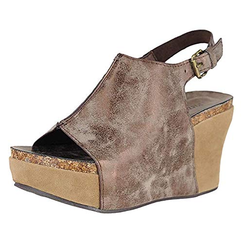 Pierre Dumas Hester-14 Bronze Women's Platform Wedge Open Toe Sandals