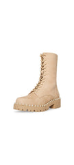 Steve Madden Conrad Bone Nubuck Lace Up Rounded Toe Lugged Combat Ankle Boots