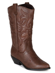 Soda Reno Women Western Cowboy Pointed Toe Knee High Pull On Tabs Boots