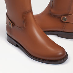 Sam Edelman Mikala Whiskey Block Heel Rounded Toe Zipper Leather Knee High Boots