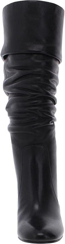 Vince Camuto Sessily Black Leather Block Heel Knee High Round Toe Slouchy Boots