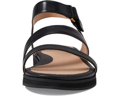 Cole Haan Mirabelle Black Leather Strappy Open Toe Ankle Strap Flats Sandals
