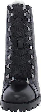 Schutz Zhara Winter Black Lace Up Pointed Toe Block High Heel Combat Boots