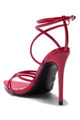 Cape Robbin Ada Strappy Pointy Open Toe Ankle Strap Stiletto Heel Sandals Red