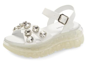 Jeffrey Campbell Diaries Strap Platform Sandal White Crinkle Patent Clear