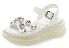 Jeffrey Campbell Diaries Strap Platform Sandal White Crinkle Patent Clear