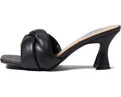 Steve Madden Latta Black Slip On Squared Open Toe X Strap Designed Heeled Sandal