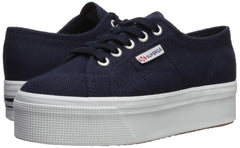 Superga 2790 Low-Top Sneakers Navy Blue White Platform Wedge Lace Up Sneaker (9)