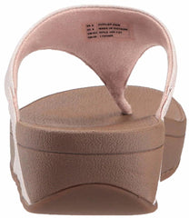 FitFlop Women's Lulu Lizard-Print Flip Flops Sandal Nude Metallic Wedge Platform