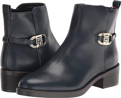 Tommy Hilfiger Imiera Navy Blue Round Toe Pull On Zip Closure Ankle Boot