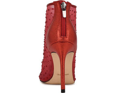 Nine West For Now P2 Red Mesh Pointed Toe Formal Dress Pumps Booties Ankle Boots