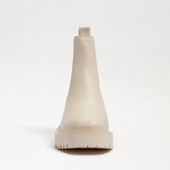 Sam Edelman Laguna Modern Ivory Leather Chelsea Rounded Toe Pull On Wide Boots