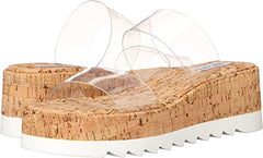 Steve Madden Defuse Clear Cork Open Toe Slip On Wedge Platform Wedge Sandals