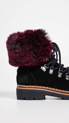 Sam Edelman Bowen Black Suede Combat Fur Lined Lace Up Combat Hiker Ankle Boots