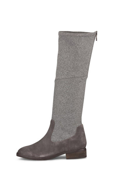 Klub Nico Zuri Knee Grey Flannel Brown Suede Stacked Heel Riding Knee High Boots