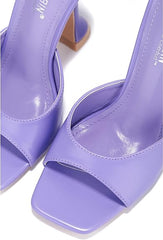 Cape Robbin Lithe Purple Sexy High Spool Heel Open Squared Toe Slip On Pumps