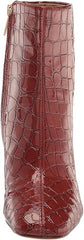 Sam Edelman Fawn Rust Croc Patent Block Heel Squared Toe Fashion Ankle Boots