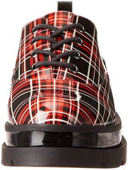 Jessica Simpson Sayze Red Combo Round Toe Lace Up Platform Flannel Oxford Flats