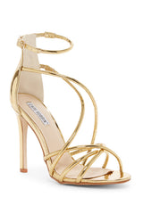 Cape Robbin alza-35 GOLD Strappy High Heel Single Sole Sandals Pumps