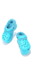 Cape Robbin Gardener Teal Fuzzy Lining Platform Clogs Fashion Comfortable Mules