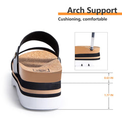 Women's Higher Arch Support Slides Cork Footbed Slip on Platform Sandals 7.5