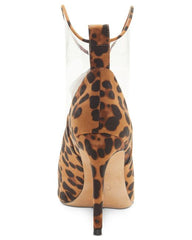 Jessica Simpson Periya Leopard Clear High Heel Stiletto Pointed Toe Bootie Pumps