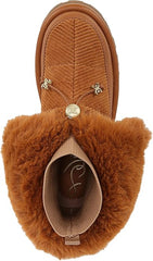 Sam Edelman Olin Brown Fabric Sock Fur Pull On Platform Snow Bootie Ankle Boots