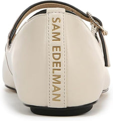 Sam Edelman Noa Ivory/Black Pointed Toe Mary Jane Strap Slip On Flats Shoes