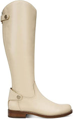 Sam Edelman Mikala Eggshell Block Heel Round Toe Zipper Leather Knee High Boots