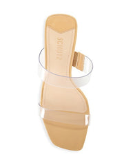 Schutz Acrylic Beige Square Toe Translucent Straps High Heels Sandals
