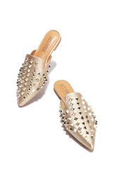 Cape Robbin Enny Gold Slip On Closed Pointed Toe Embellishment Detailed Sandal