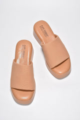 Cape Robbin Charges Nude Slip On Squared Open Toe Platform Wedge Heeled Sandals