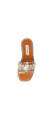 Steve Madden Leandra Clear Embellishment Detailed Squared Toe Slip On Sandals