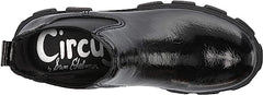 Circus By Sam Edelman Darielle Black Crackled Leather Round Toe Chunky Heel Boot