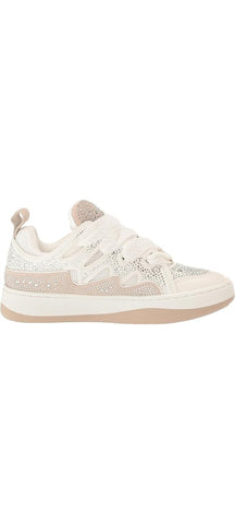 Steve Madden Roaring White Multi Rhinestone Lace Up Low Top Fashion Sneakers