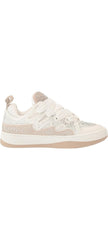 Steve Madden Roaring White Multi Rhinestone Lace Up Low Top Fashion Sneakers