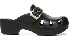 Dr. Scholl's Original 365 Black Slip On Rounded Toe Buckle Strap Accent Clogs