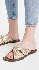 Sam Edelman Garson Molten Gold Cushioned Footbed Stylish Comfort Flat Sandals