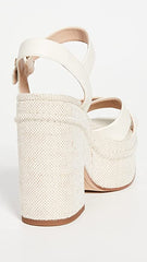 Sam Edelman Trianna Womens Platform Sandals Ivory Strappy Espadrille Block Heel