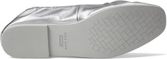 Cole Haan York Soft Silver Metallic Leather Rounded Toe Slip On Ballet Flats