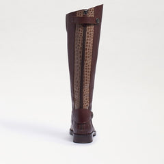 Sam Edelman Mikala Terazzo Brown Leather Block Heel Riding Knee High Boots