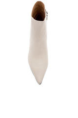 Schutz Bette Pearl White Pointed Toe Stiletto Mid Heel Bootie Ankle Boots