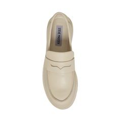 Steve Madden Lotto Bone/Bone Slip On Rounded Toe Chunky Heel Fashion Loafers