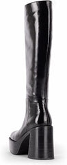 Jeffrey Campbell The-Band Black Squared Toe Block Heel Zipper Knee High Boots