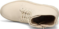 Sam Edelman Garret Modern Ivory Leather Lace Up Platform Combat Ankle Boots