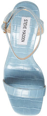 Steve Madden Moonlight Blue Croco Ankle Strap Square Toe Block Heeled Sandals