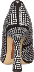 Sam Edelman Antonia Black Glitz Pointed Toe Slip On Spool Heel Fashion Pumps