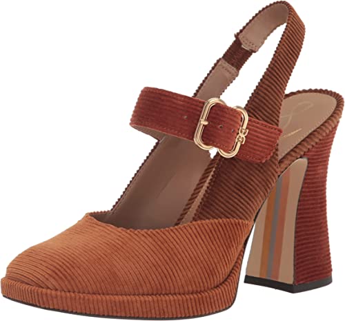 Sam Edelman Jildie Mustard Slingback Ankle Strap Almond Toe Block Heel Pumps
