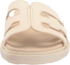 Sam Edelman Valeri Modern Ivory Open Toe Slip On Classic Leather Slides Sandals