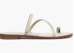 Sam Edelman Harlyn Jute/Ivory Strappy Toe Ring Slip On Flat Slides Sandals